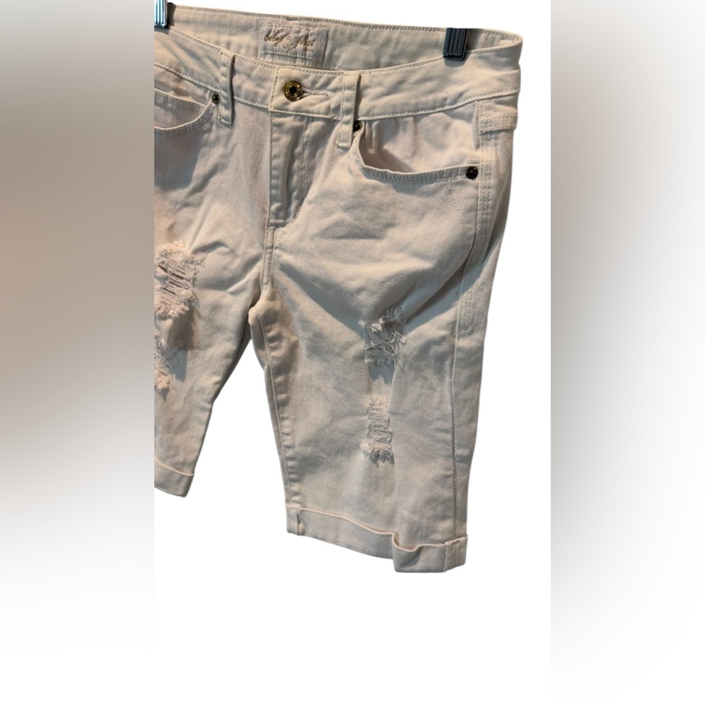Baby Phat Distressed White Denim Shorts - Picture 3 of 7